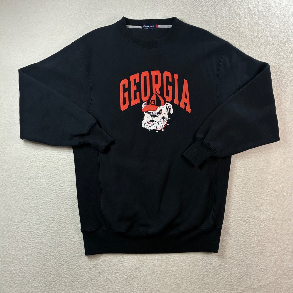 Y2K Georgia Bulldogs Crewneck Sweatshirt Mens Lg Black Pullover Spellout Casual